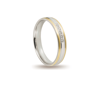 Βέρες Σετ Λευκόχρυσες Χρυσές Λουστράτες με Ζιργκόν MASCHIO FEMMINA 005-CZ - themelidisjewels